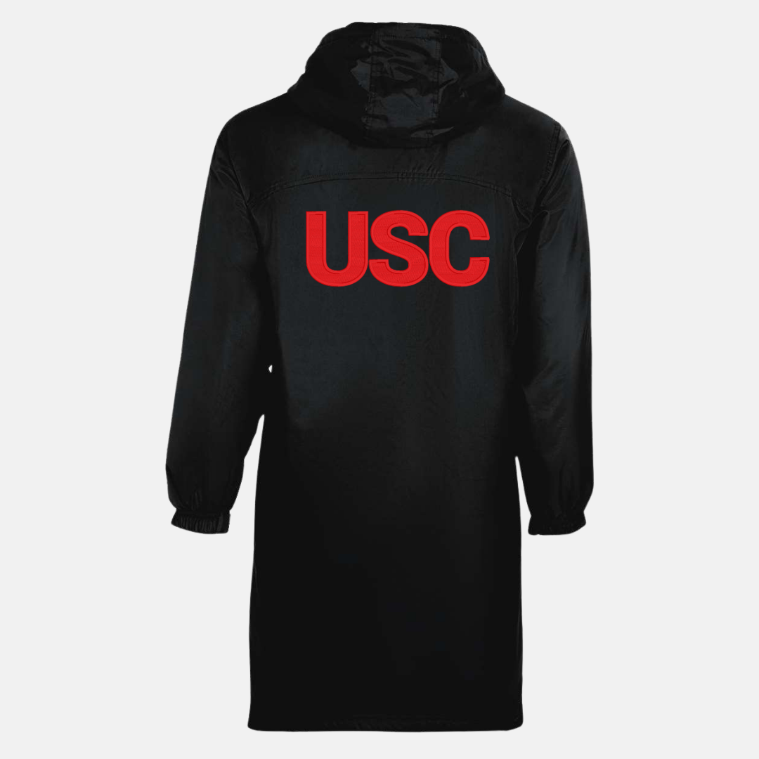 Long Fleece Lined Jacket with Applique Back