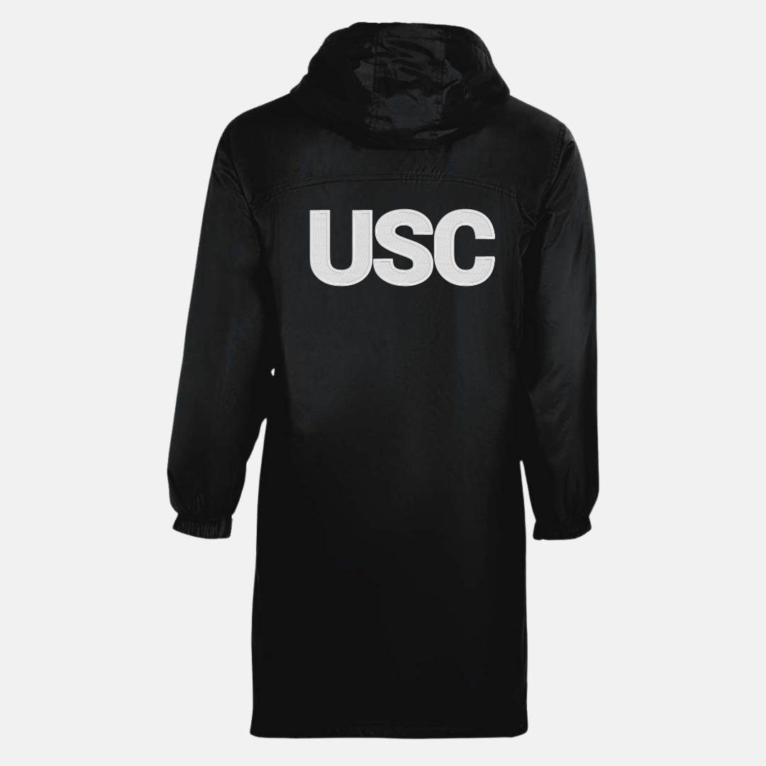 Long Fleece Lined Jacket with Applique Back