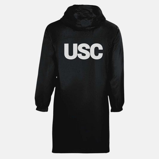 Long Fleece Lined Jacket with Applique Back